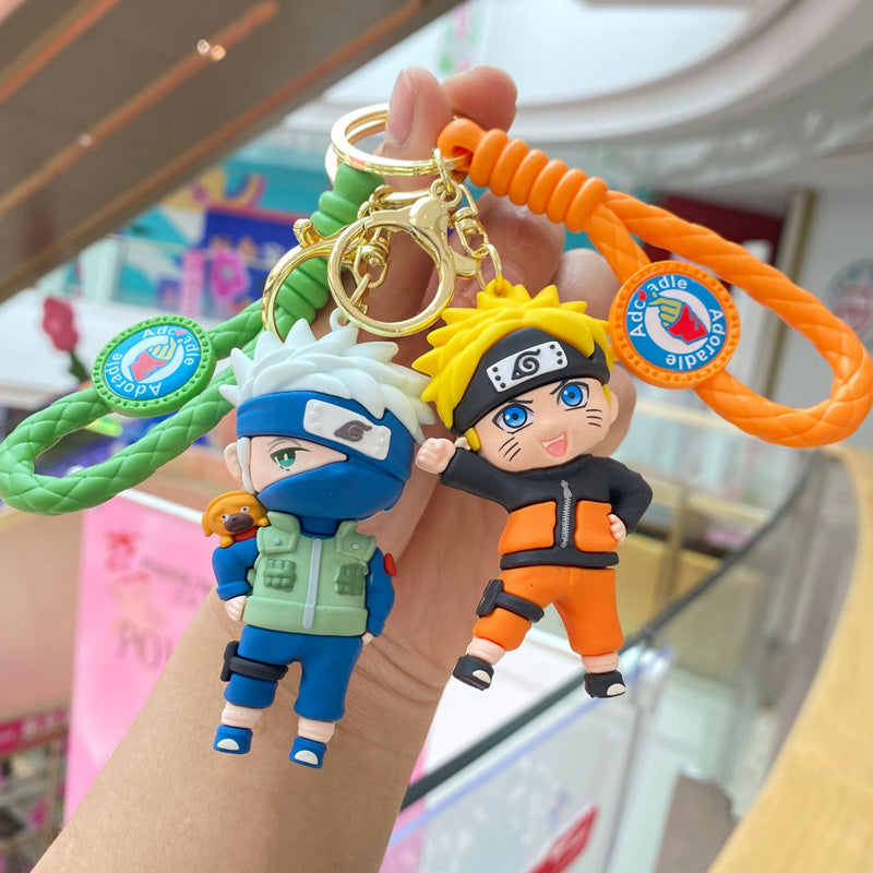 Playful Naruto Character Keychain with Mesh Strap