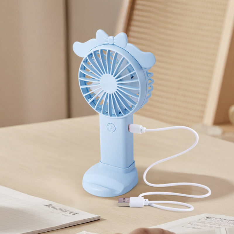 Cute Three-Speed Mini Handheld Fan with Phone Stand – Portable Summer Desk Fan