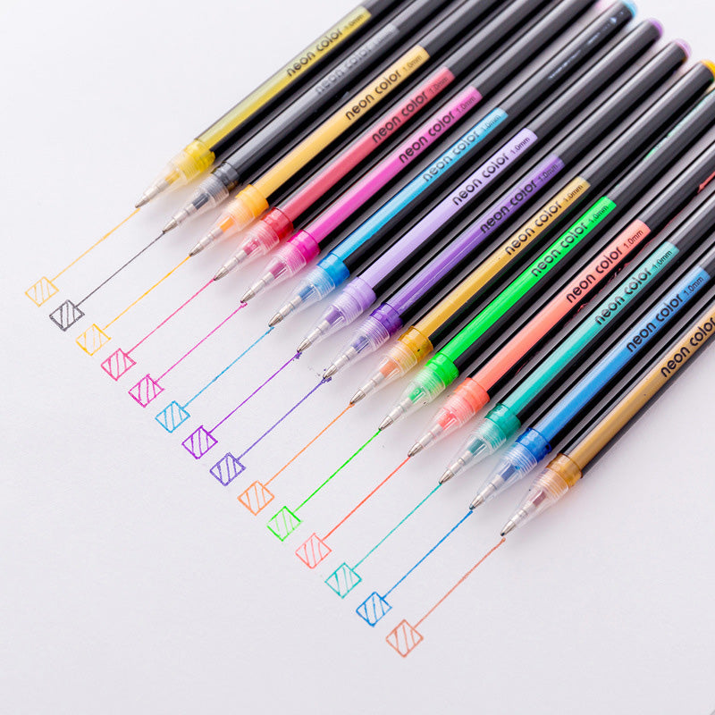 12 pcs Neon Colored Highlighter Ball pen