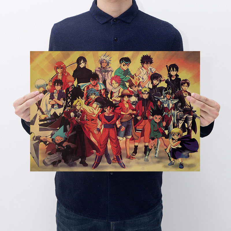 Japanese Anime Heroes Collection Retro Poster