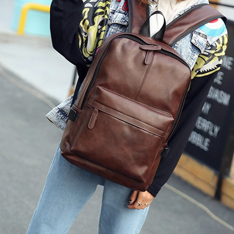 Korean Version Travel PU Leather Backpack