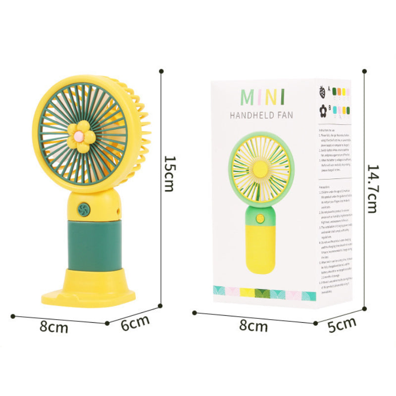 Mini Handheld Fan with Flower Design – Portable USB Summer Fan with Stand