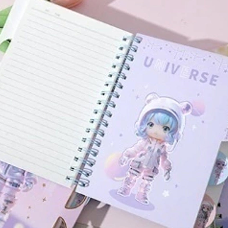 Universe Astro Doll Spiral Notebook with 4 Dividers