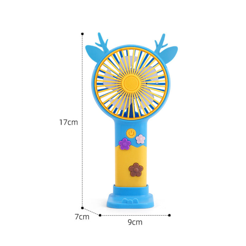 Kawaii Deer Mini Handheld Fan with Phone Stand – Portable Summer Desk Fan