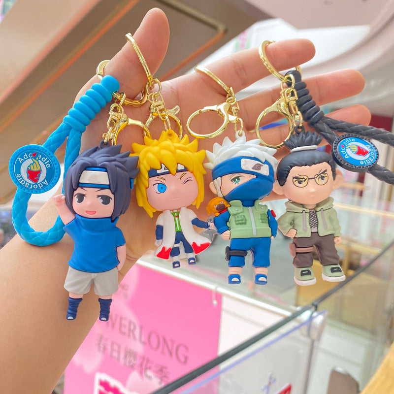 Playful Naruto Character Keychain with Mesh Strap