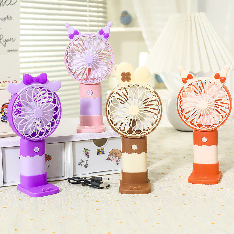 Rechargeable Mini Handheld Fan with Stand – Portable Summer Desk Fan for Kids & Travel