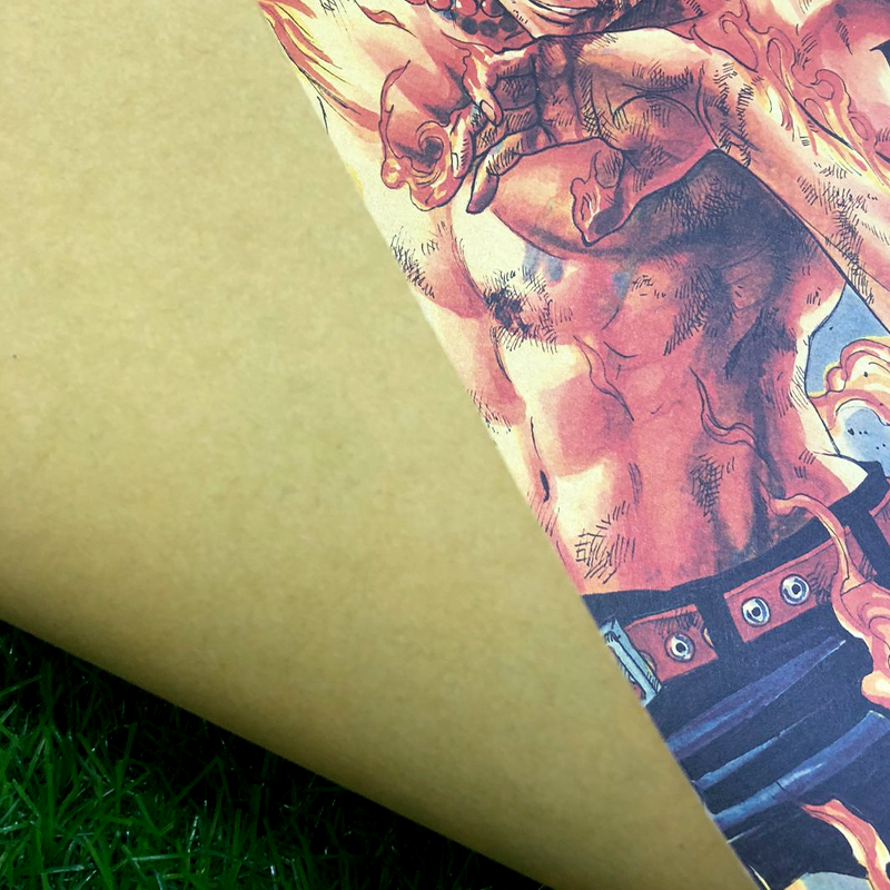 One Piece Ace Burning Retro Poster