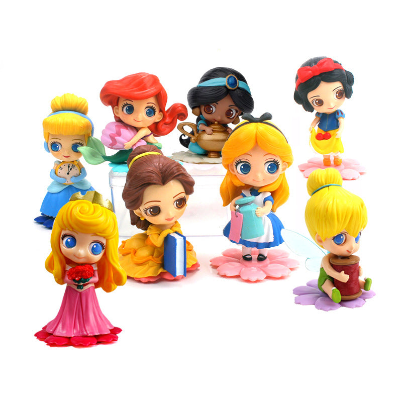 Solid PVC flower base Disney Dolls Mini Figure