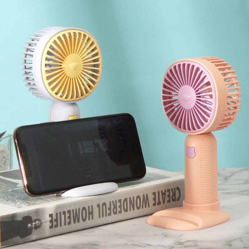 USB Rechargeable Silent Portable Fan with Phone Holder