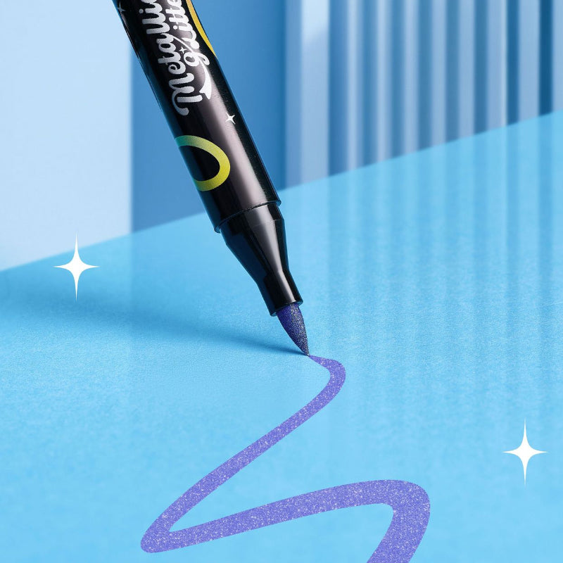 12-Color Metallic Glitter Marker Set – Shimmer Art Pens for Drawing, Lettering & Crafts