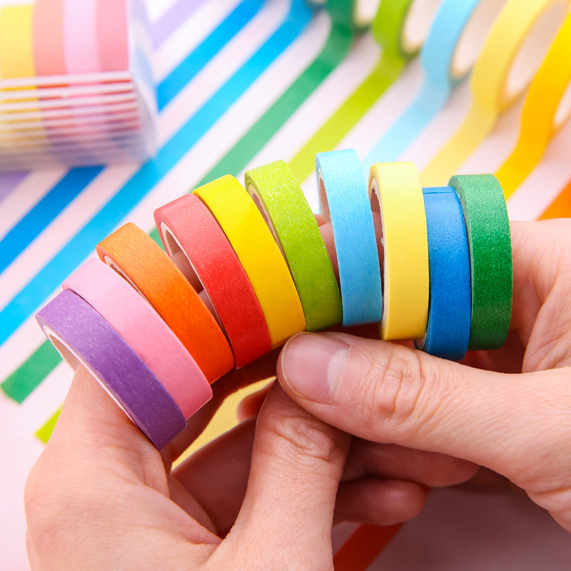 Set of 12 Rainbow Color Washi Tape Box