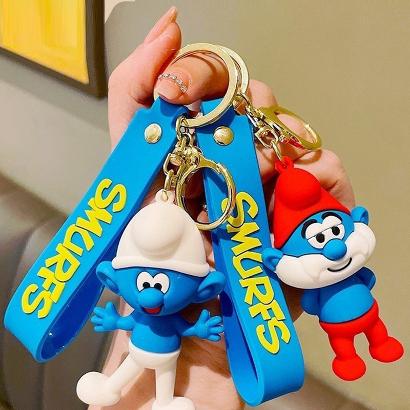 Korean Creative Smurf Keychain With Strap