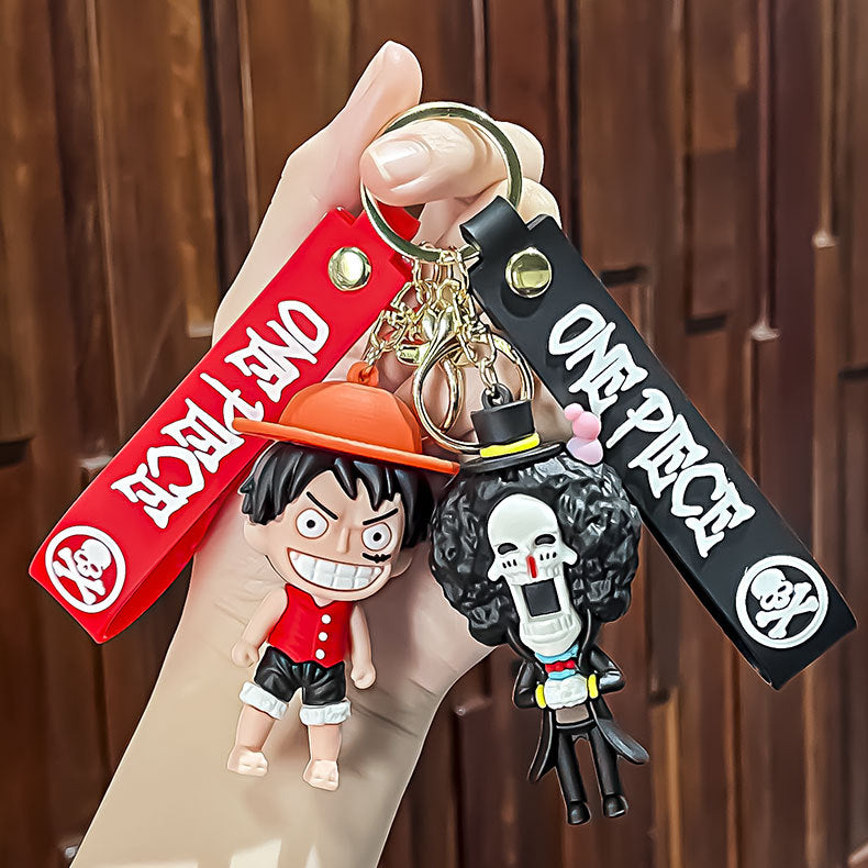 Playful One Piece Character Keychain with Strap