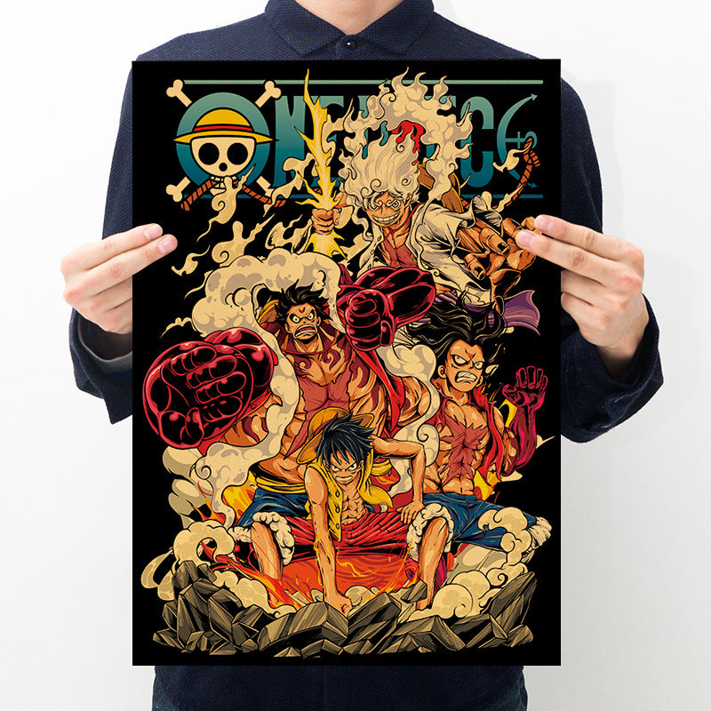 One Piece Luffy All Gear Vintage Poster B3