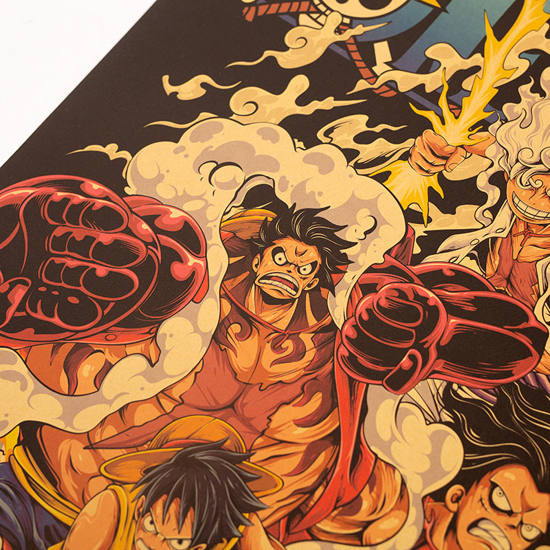 One Piece Luffy All Gear Vintage Poster B3