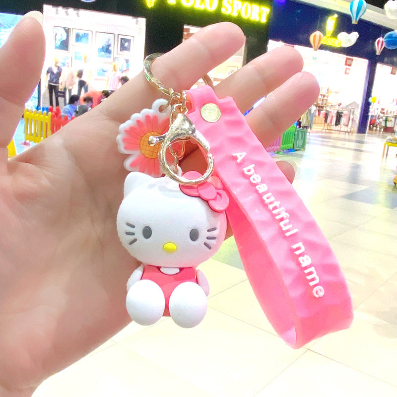 Pink Hello Kitty Cartoon Keychain with Strap