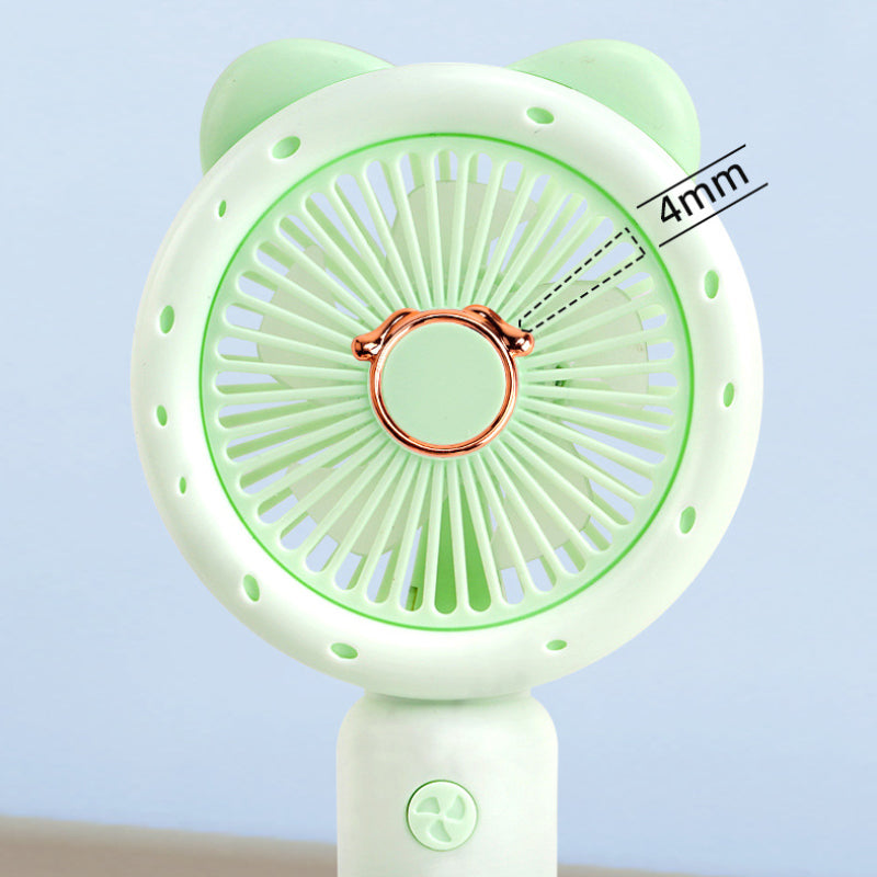 Cute Mini Handheld Fan with Phone Stand – Portable Rechargeable Summer Desk Fan