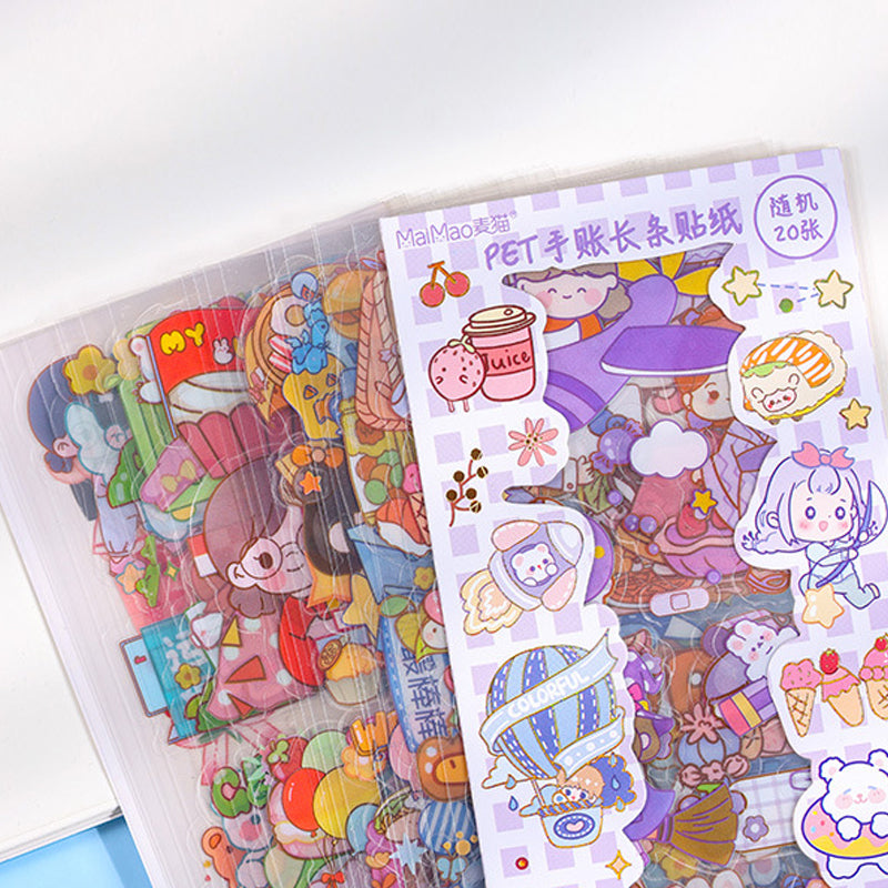 18 Long PET Cartoon Stickers Packet