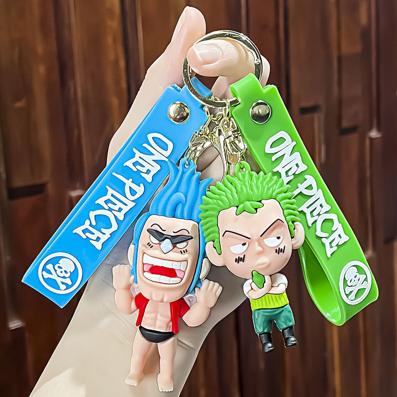 Playful One Piece Character Keychain with Strap