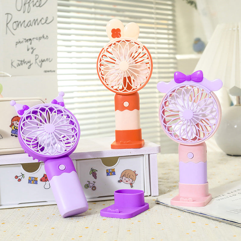 Rechargeable Mini Handheld Fan with Stand – Portable Summer Desk Fan for Kids & Travel