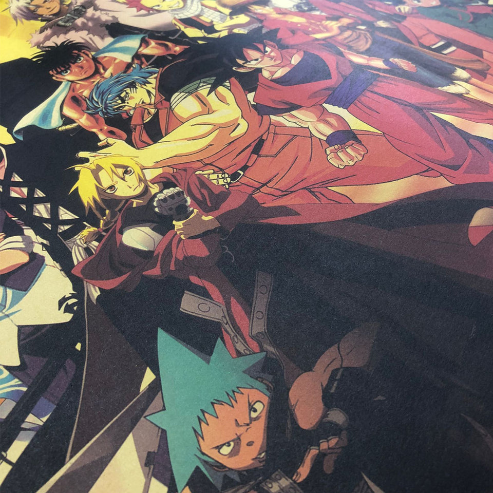 Japanese Anime Heroes Collection Retro Poster