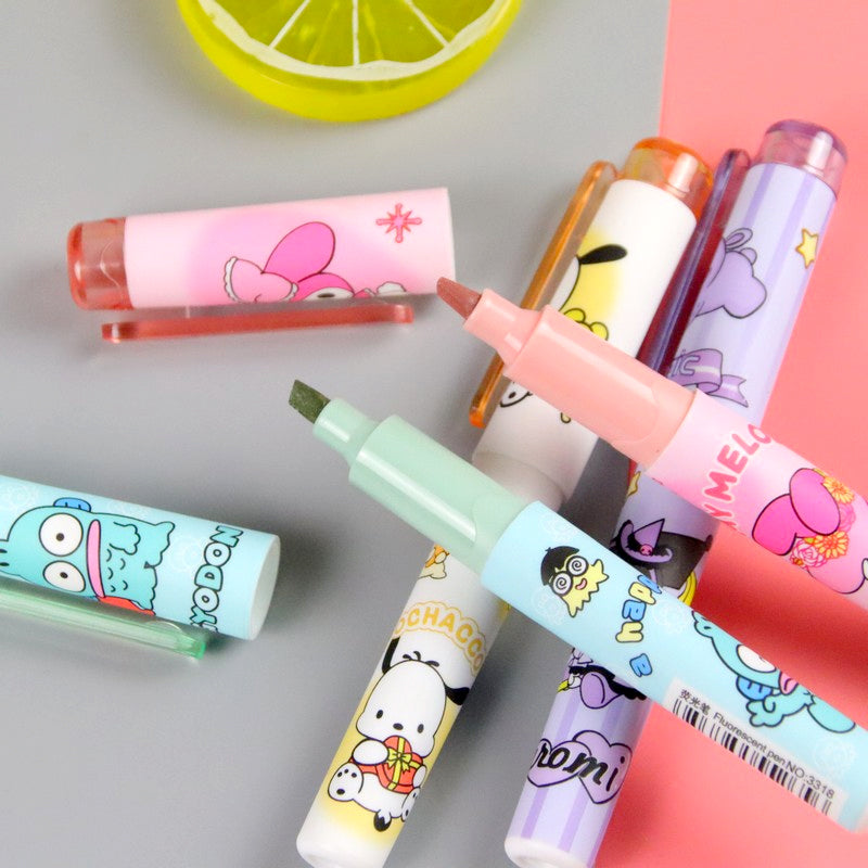 High Quality Super Cute Sanrio Cartoon highlighter Pack of 6