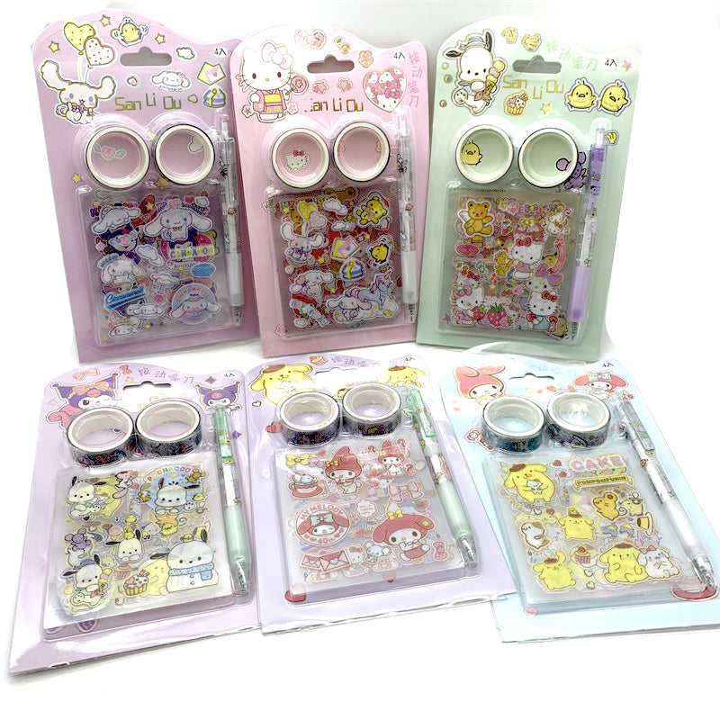 Pack of PET Sticker Washi Tape and Cutter Pen