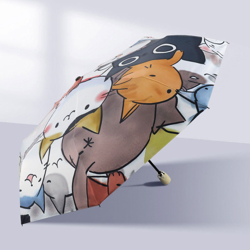 Cat Illustration Sunscreen Automatic Umbrella