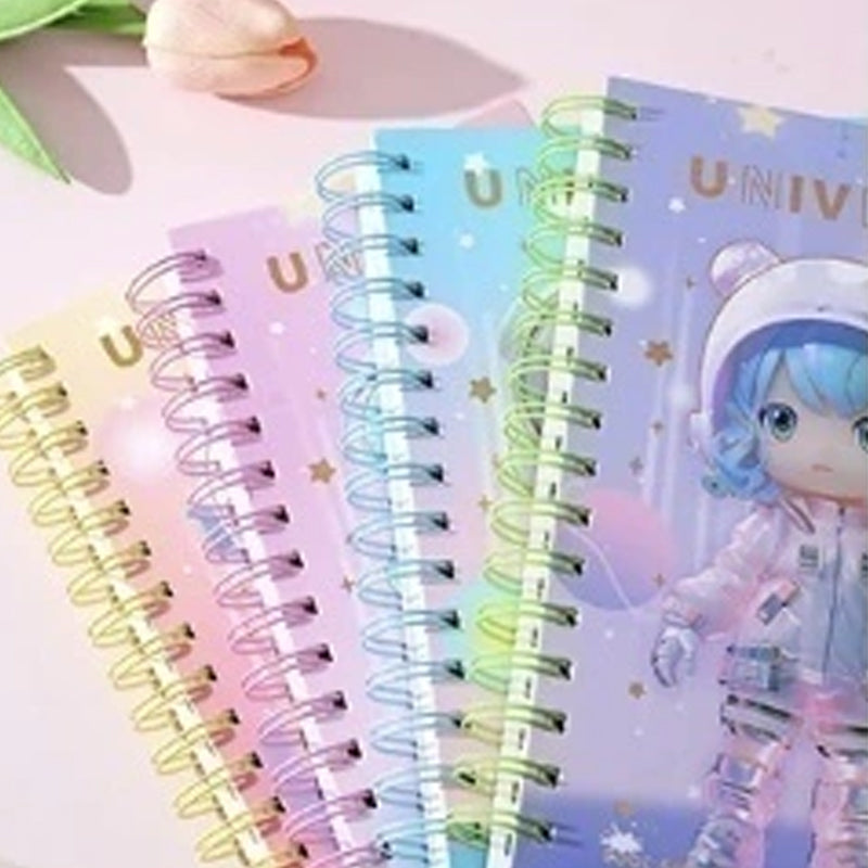 Universe Astro Doll Spiral Notebook with 4 Dividers