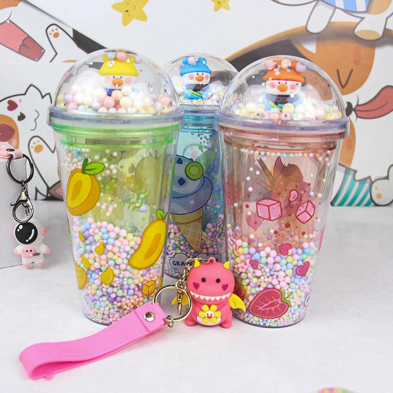 Cartoon Plastic Straw Cup Sipper