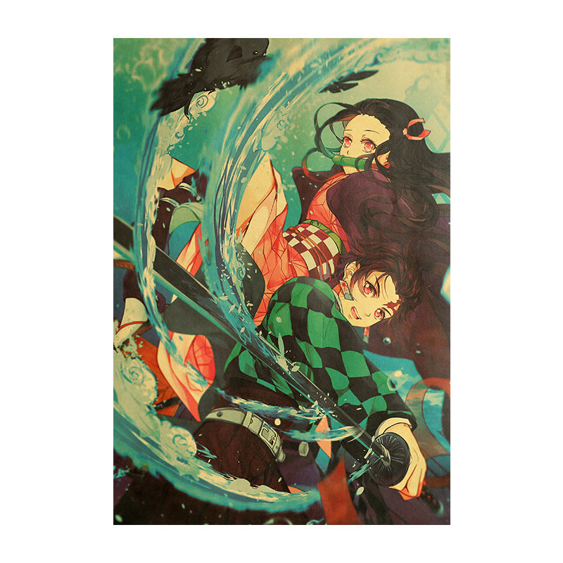 Demon Slayer Tanjiro and Nezuko Retro Poster