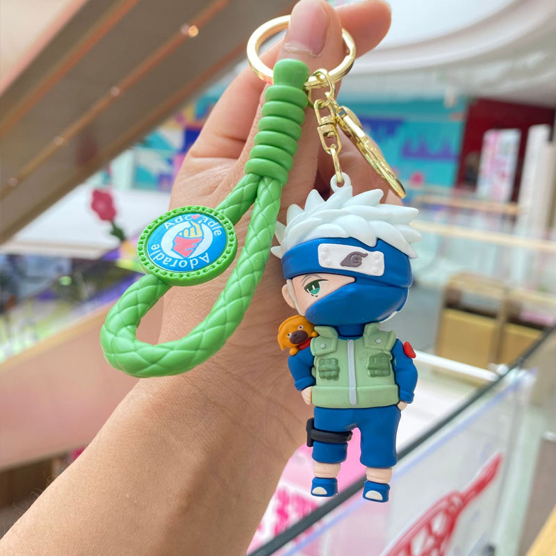 Playful Naruto Character Keychain with Mesh Strap