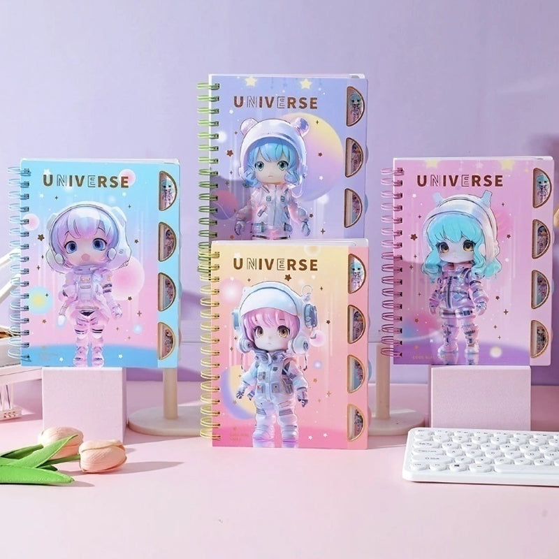 Universe Astro Doll Spiral Notebook with 4 Dividers