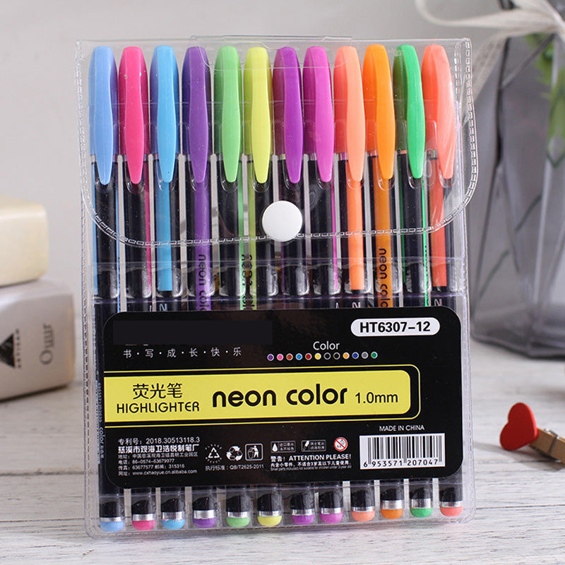 12 pcs Neon Colored Highlighter Ball pen