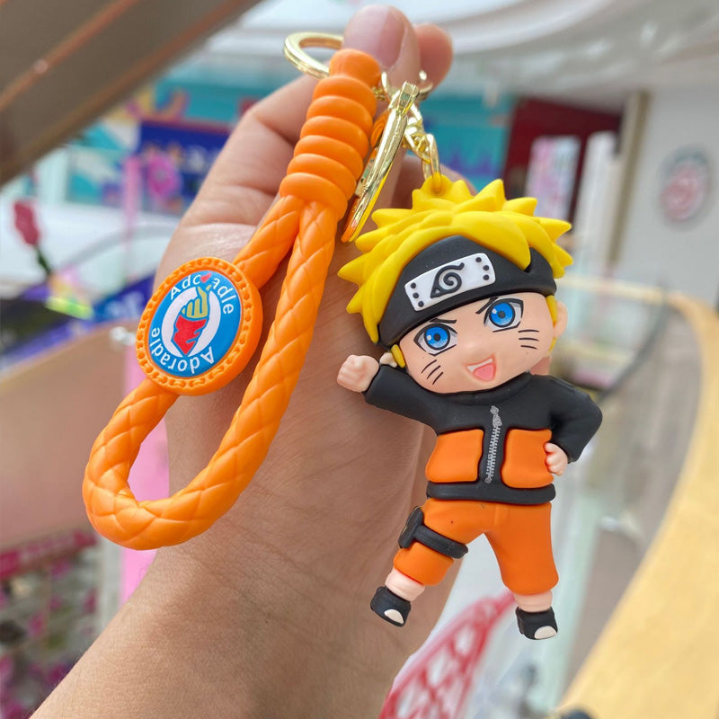 Playful Naruto Character Keychain with Mesh Strap