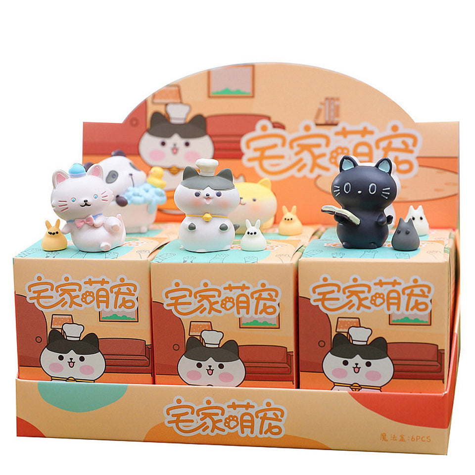 8pcs Japanese Mini Cat with Baby Cat Decoration Pieces