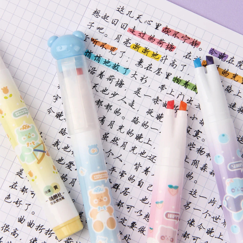 Double Tip Three-Dimensional Bear Highlighter Set
