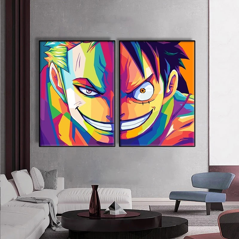 One Piece Luffy Zoro Vibrant Canvas Cloth Printed Poster