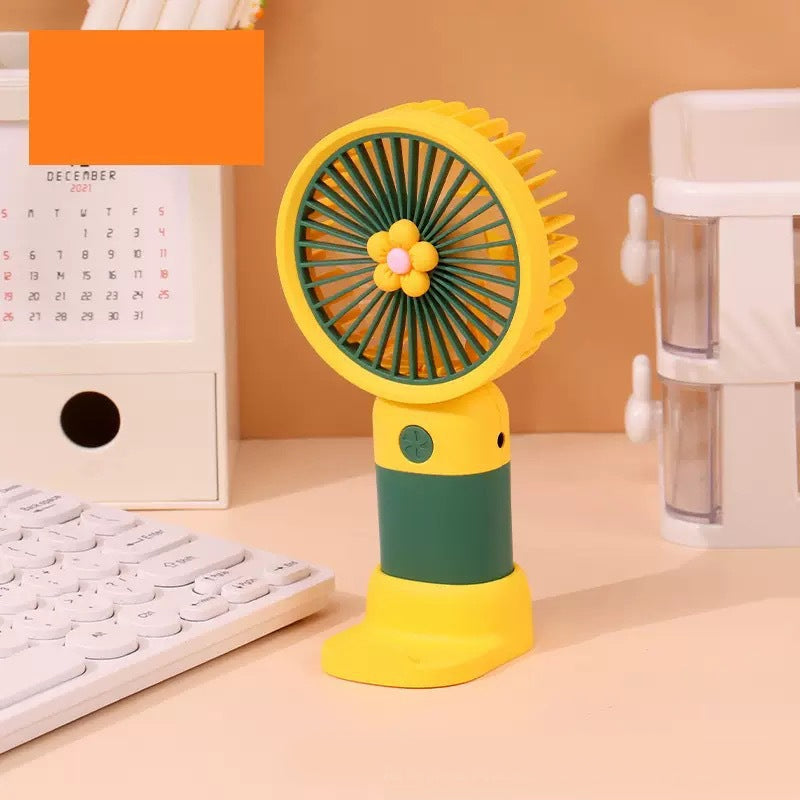 Mini Handheld Fan with Flower Design – Portable USB Summer Fan with Stand