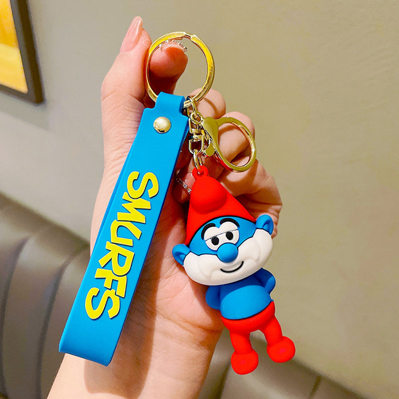 Korean Creative Smurf Keychain With Strap