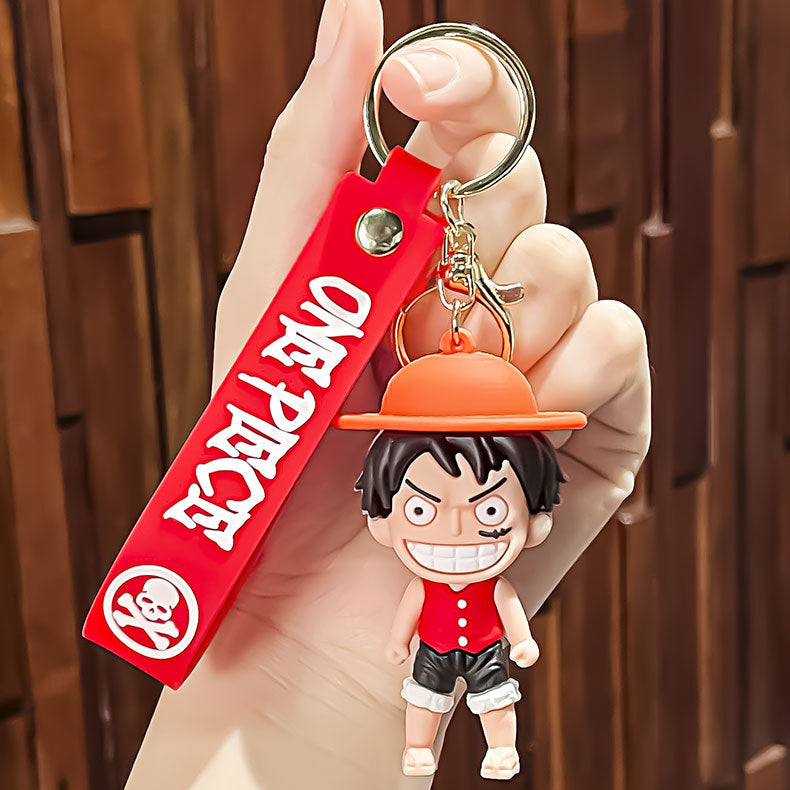 Playful One Piece Character Keychain with Strap