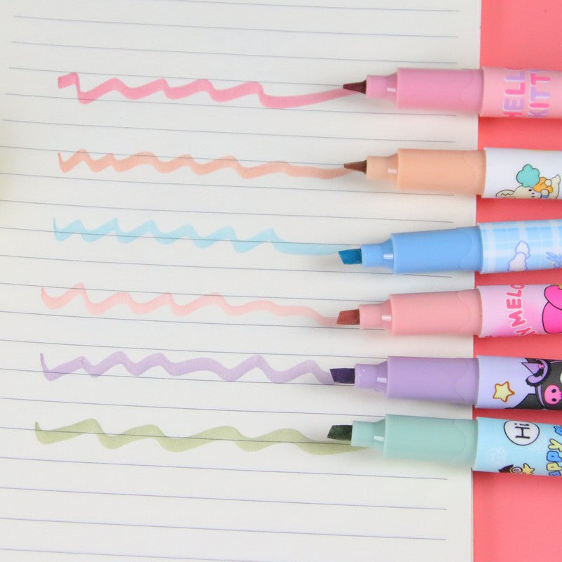 High Quality Super Cute Sanrio Cartoon highlighter Pack of 6