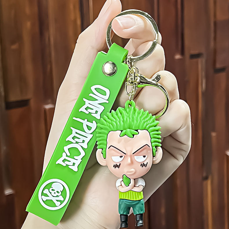 Playful One Piece Character Keychain with Strap