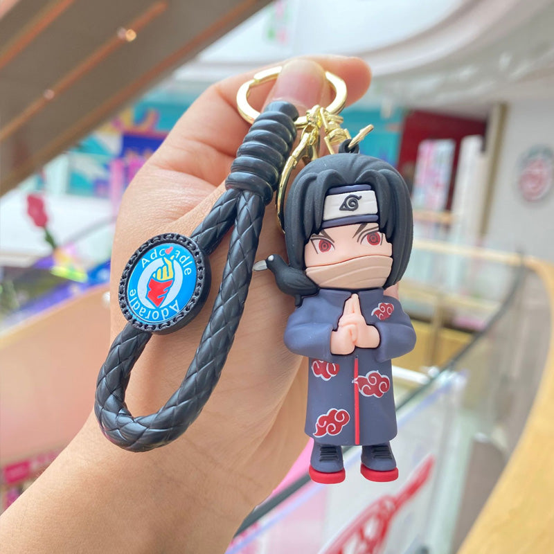 Playful Naruto Character Keychain with Mesh Strap