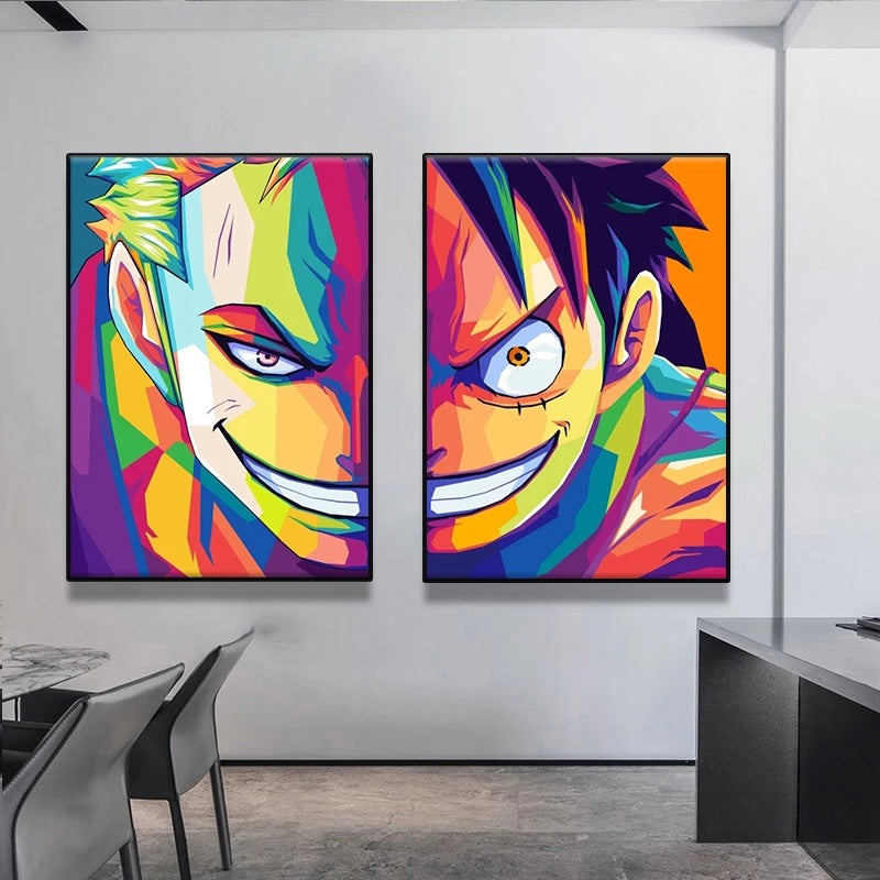 One Piece Luffy Zoro Vibrant Canvas Cloth Printed Poster