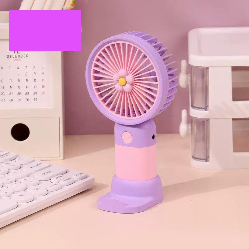 Mini Handheld Fan with Flower Design – Portable USB Summer Fan with Stand