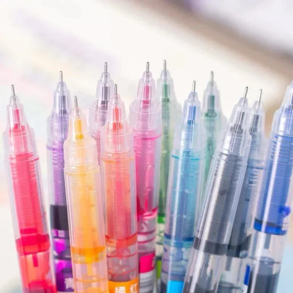 6-Color Candy Color Gel Pen Set – 0.5mm Straight Liquid Ink Pens for School & Journaling