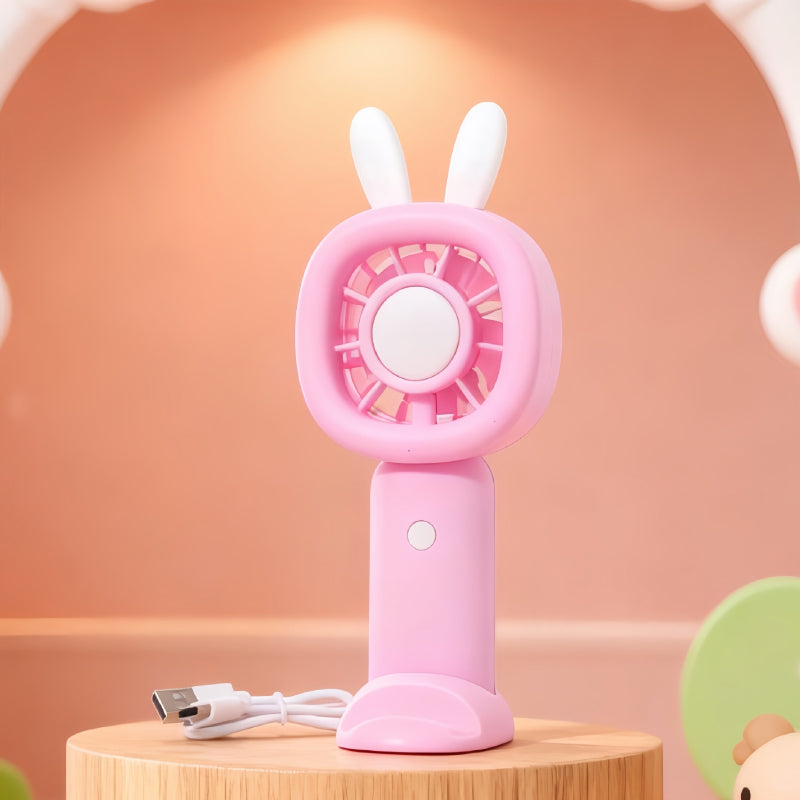 Bunny Mini Table Fan with Phone Stand – Portable Summer Desk Fan for Kids & Travel