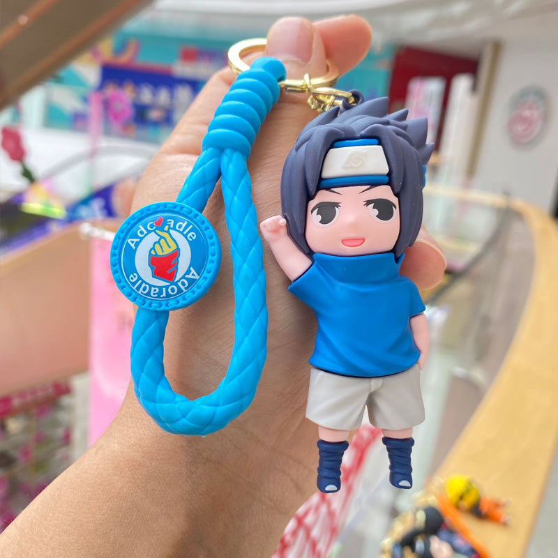 Playful Naruto Character Keychain with Mesh Strap