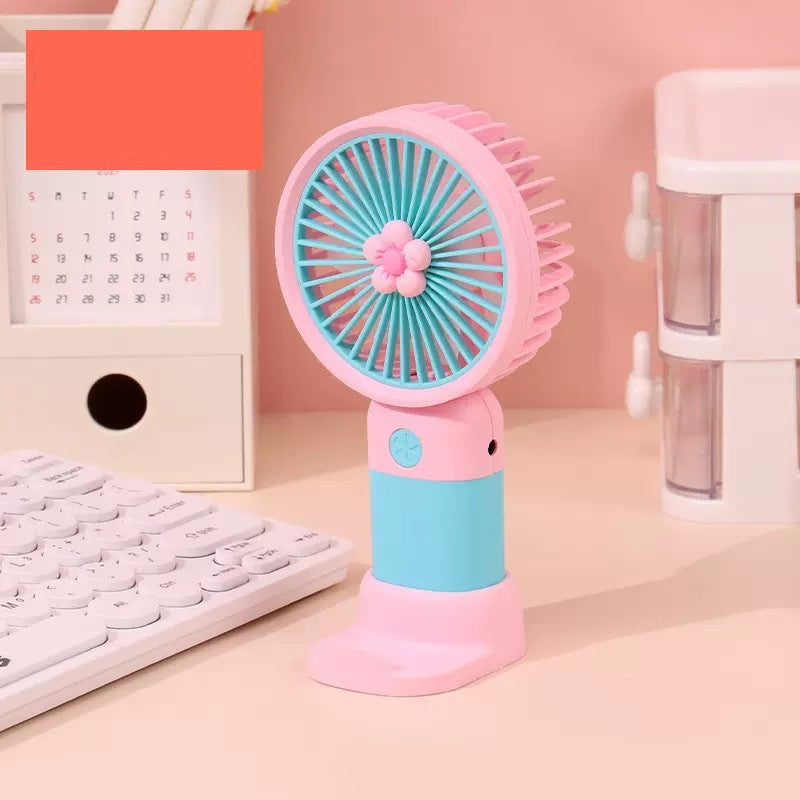 Mini Handheld Fan with Flower Design – Portable USB Summer Fan with Stand
